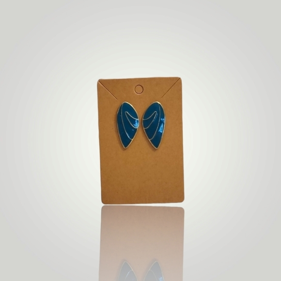 💍3 for $15 - Blue and Gold Wing Shaped Studded Earrings - Picture 1 of 3